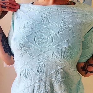 mermaid short sleeve sweater with seashell print🐬🐬🐬
